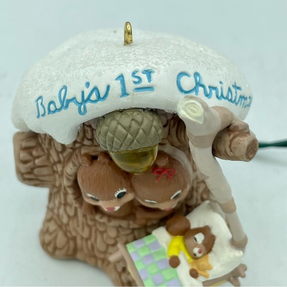 1994 Hallmark Baby’s First Christmas Ornament Lights Music Magic Squirrels - Picture 4 of 12